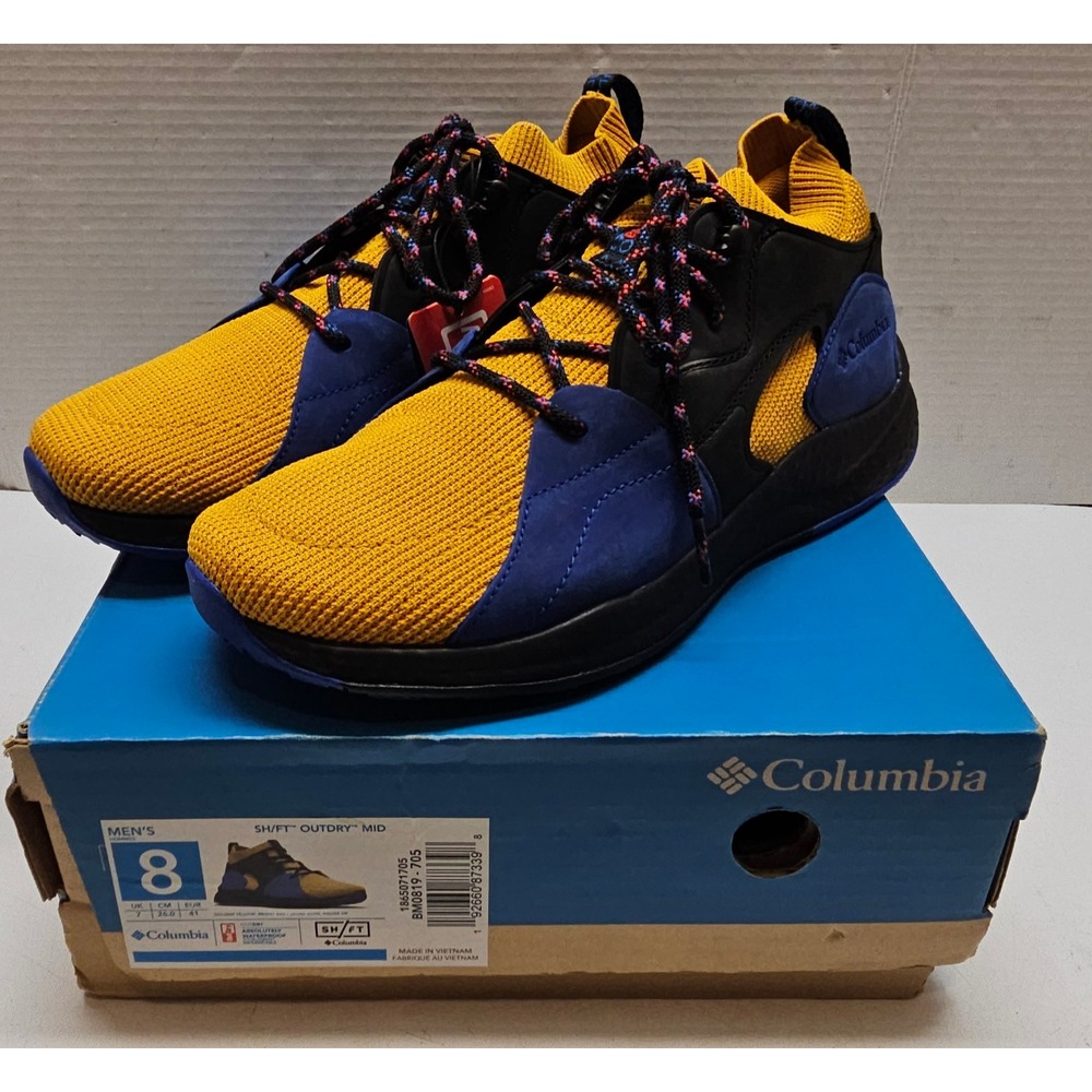 Columbia SH/FT Outdry Mid Mens Hiking Sneakers Golden Yellow Blue BM0819-705 8